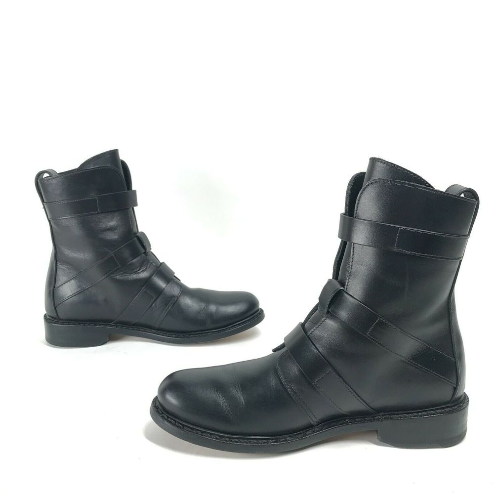 rag & bone Hudson Black Leather Moto Biker Mid Buckle Boots • 36.5 - Picture 5 of 10